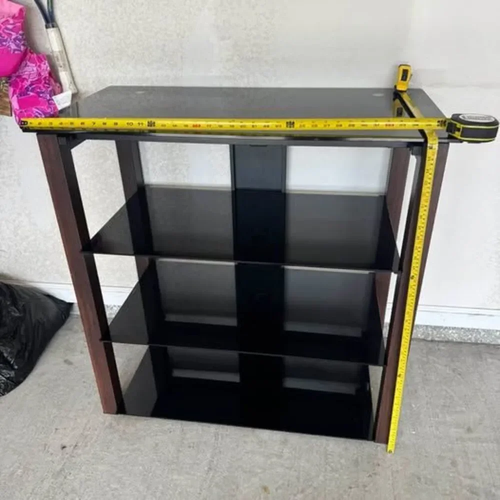 Tv stand 4-Tier Glass and Wood Audio Media Rack